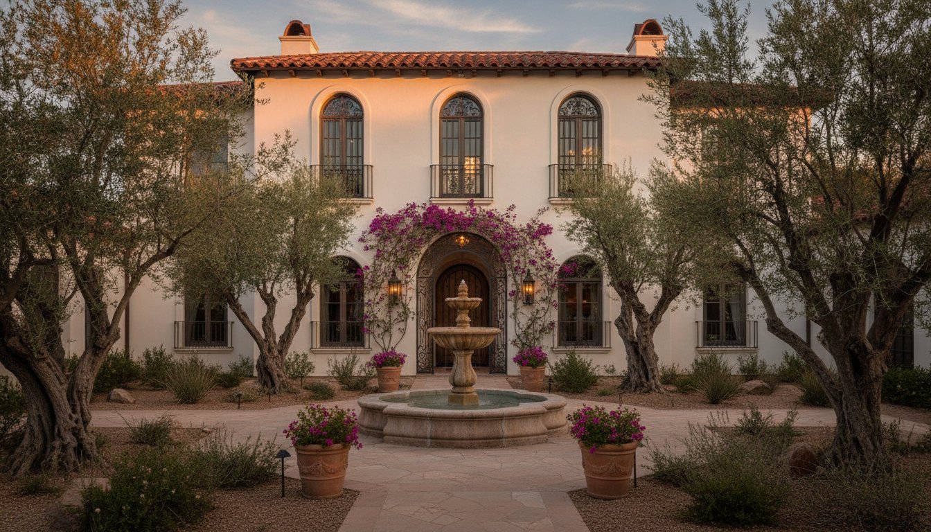 Spanish colonial home with courtyard fountain, representative of the historic Scottsdale neighborhoods Haven and Co. supports